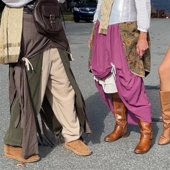 Grey Barn Door Dresses & Skirts - Handcrafted 4 layer upcycled/gypsy/pirate/medieval renaissance skirt bottom M/L